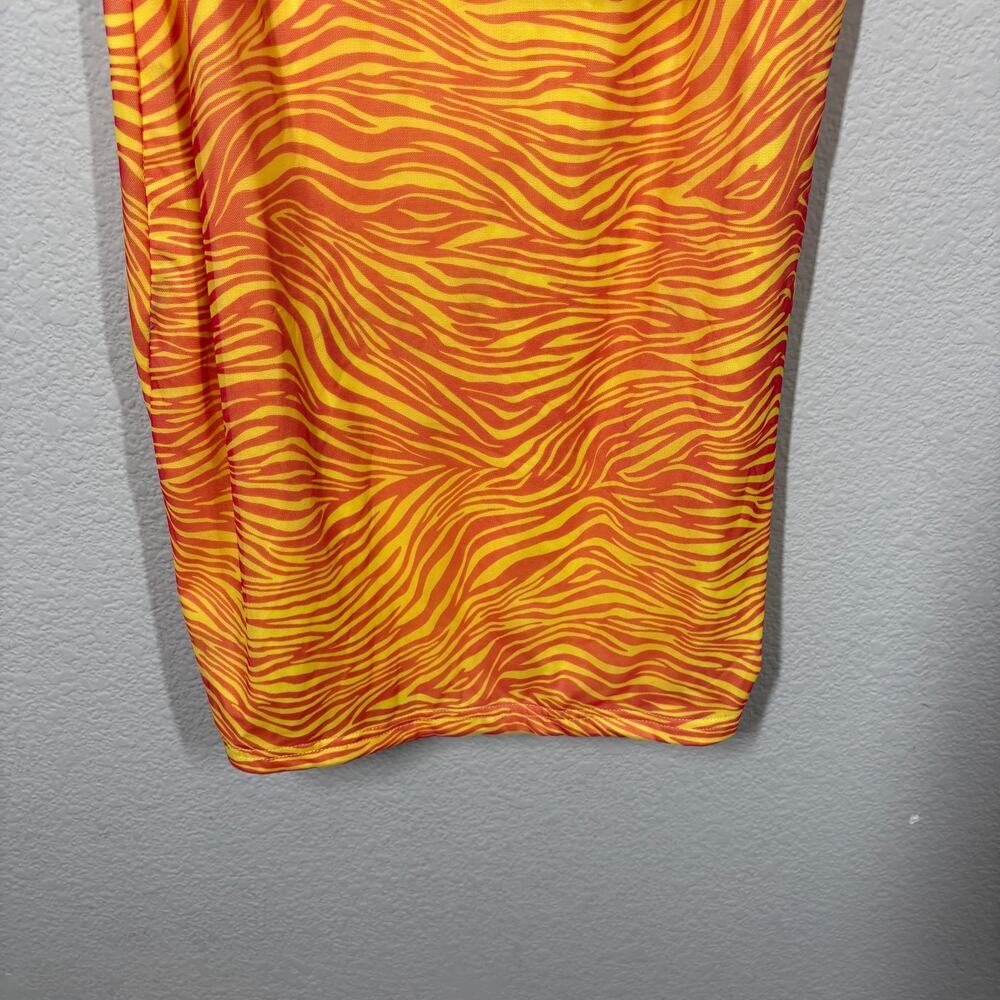 Superdown Large Eden Mini Sheath Dress Orange Zebra Print Spaghetti Straps - Picture 6 of 9